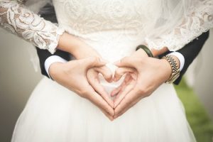 Heart Shaped Hands of Bride and Groom